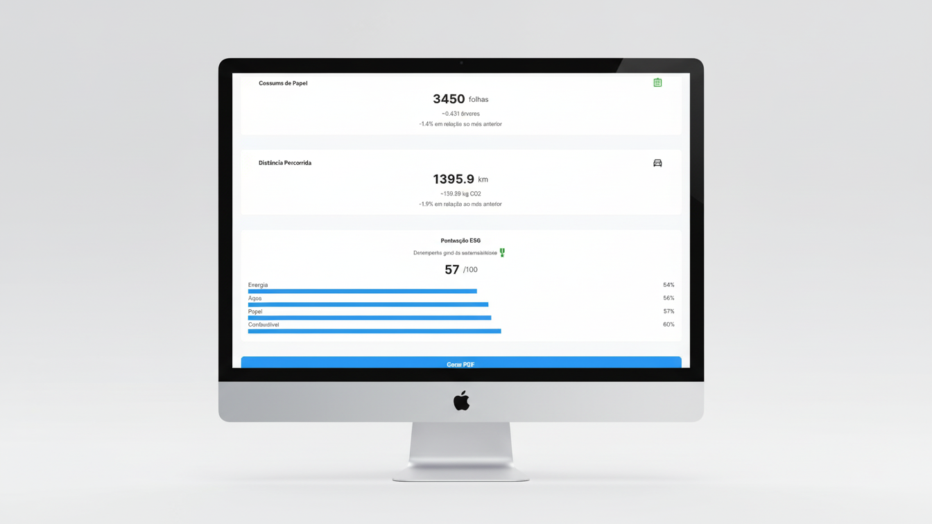 Dashboard do ESG Tracker mostrando indicadores ambientais